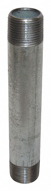 NIPPLE: GALVANIZED STEEL, ¼ IN NOMINAL PIPE SIZE, 2½ IN L, BOTH ENDS THREADED, NPT