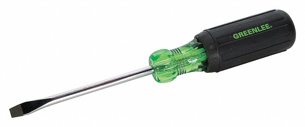 SCREWDRIVER, ACETATE, RUBBER HANDLE, ¼ IN TIP, NOT INSULATED, 8 5/16 IN L