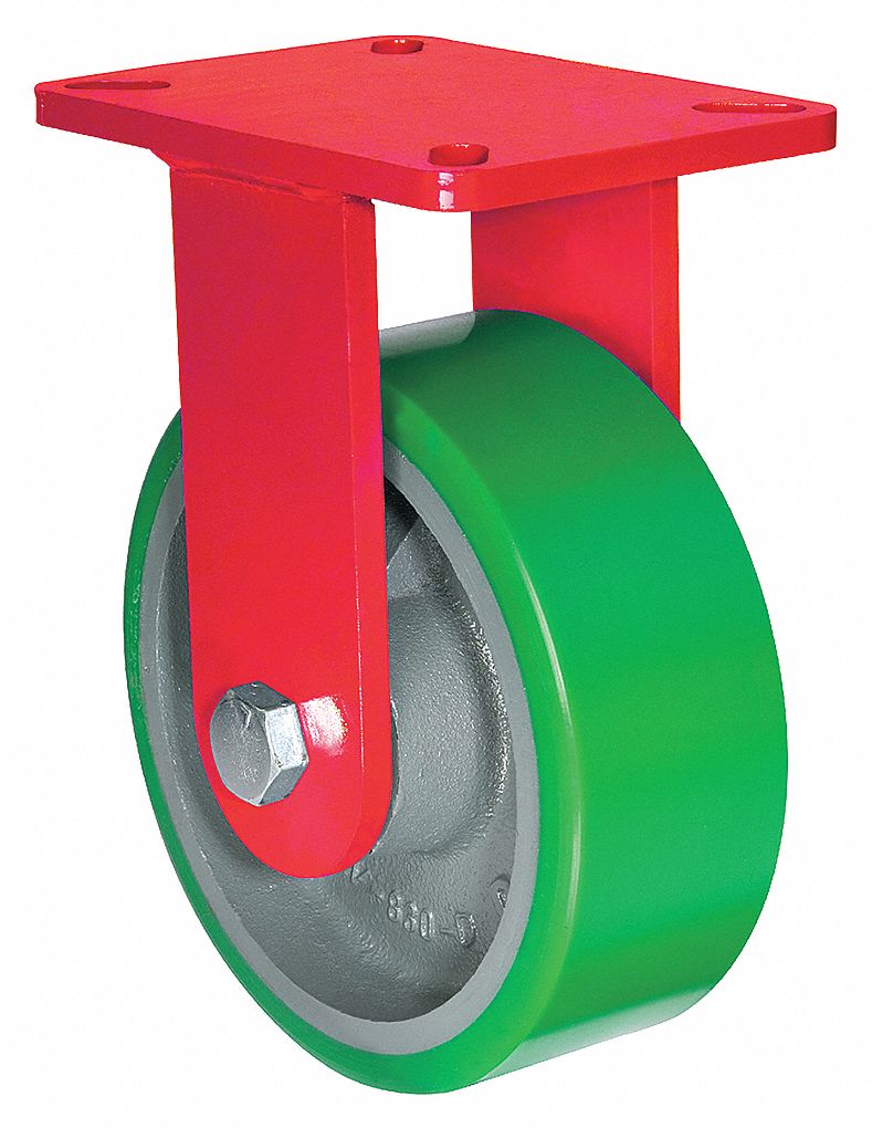 STANDARD PLATE CASTER, 8 IN WHEEL DIA, 1200 LB, 9¾ IN MOUNTING H, RIGID CASTER, SOFT