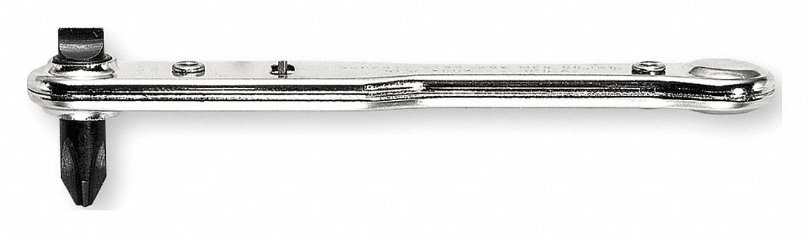 MULTI-BIT SCREWDRIVER, PHILLIPS/SLOTTED TIP, 1/4 IN/#2 TIP SIZE, 2 TIPS, 4 IN OVERALL L
