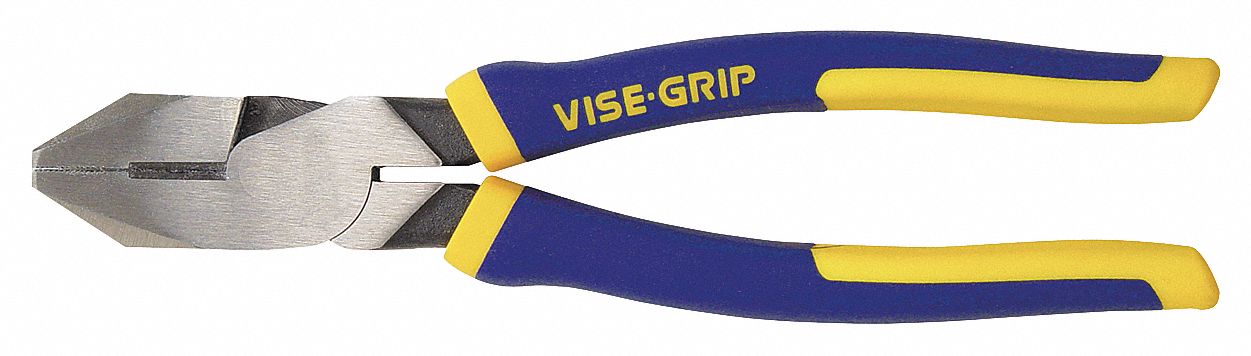LINEMAN'S PLIERS, BLUE, YELLOW HANDLE, 9½ IN L