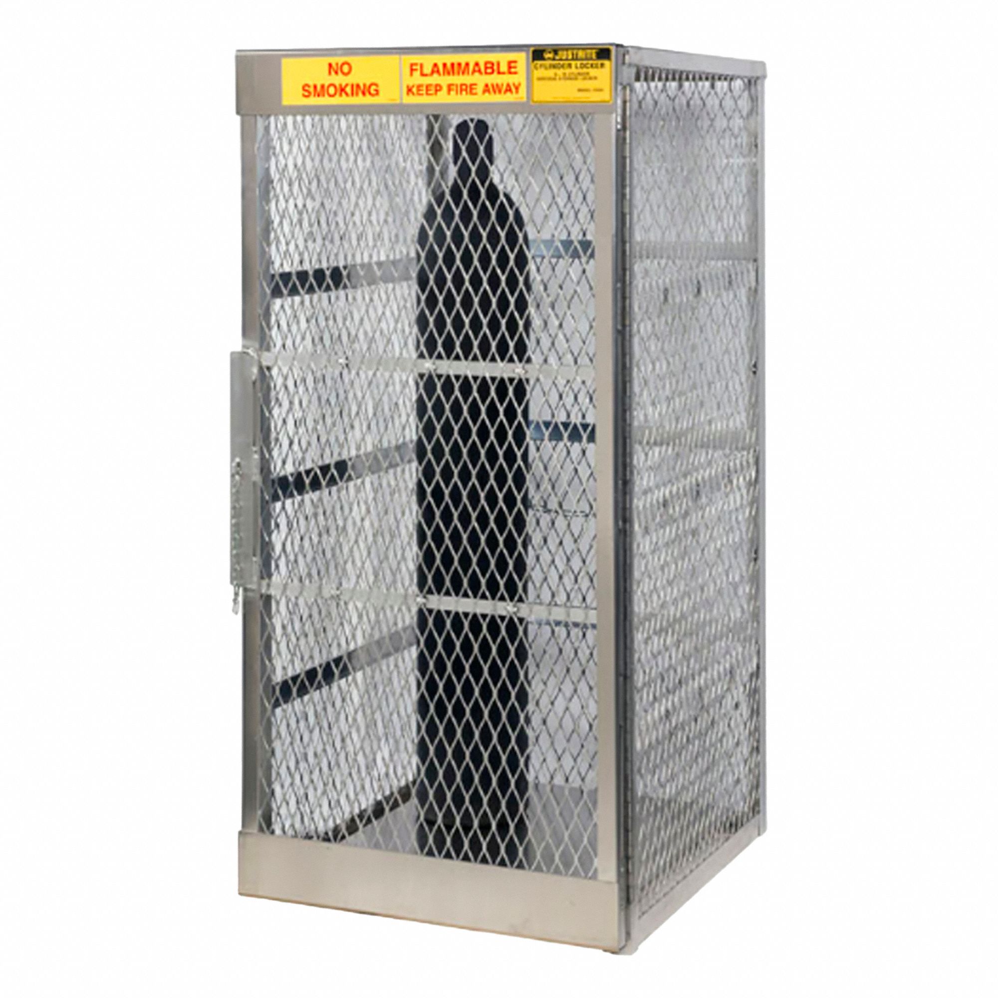 LIQUID PROPANE GAS CYLINDER CABINET, 10 VERTICAL CYLINDERS, 30X32X65 IN, ALUMINUM