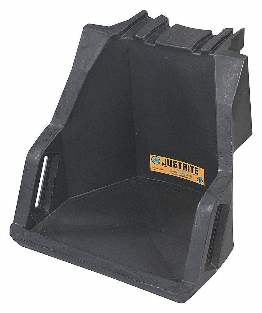 JUSTRITE DRUM MANAGEMENT WORKSTATION DISPENSING SHELF, BLACK - Drum ...