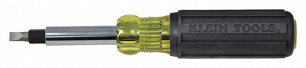 MULTI-BIT SCREWDRIVER, HEX/PHILLIPS/SLOTTED/SQUARE TIP, 6 TIPS, 7 3/4 IN OVERALL L