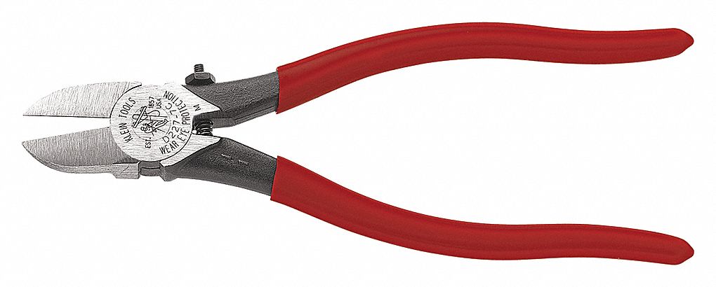 DIAGONAL CUTTING PLIER, FLUSH, STRAIGHT, NARROW, 1 IN JAW L, 1 IN JAW W, 7¾ IN OVERALL L