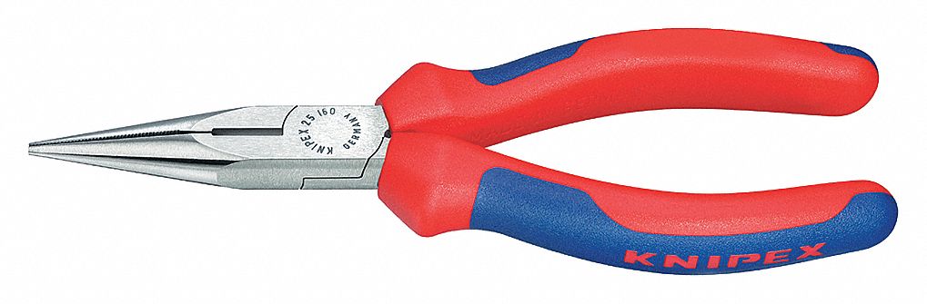 PLIERS, BLUE/RED HANDLE, KNURLED GRIP, ATRAMENTIZED FINISH, NOSE SIDE CUTTING PLIERS, 6¼ IN L, 166 G WEIGHT