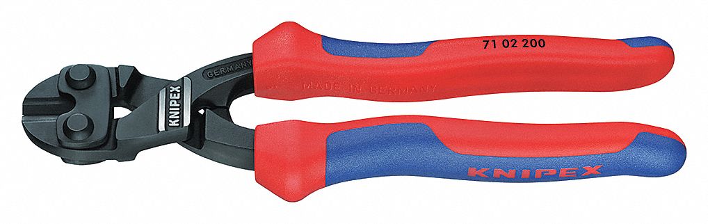 BOLT CUTTERS, STEEL, FOR ¼ IN MAX DIA SOFT STEEL, FOR 3/16 IN MAX DIA MEDIUM STEEL, RED
