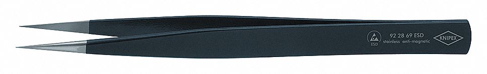 TWEEZERS ESD STRT 5-1/4 IN SS BLACK