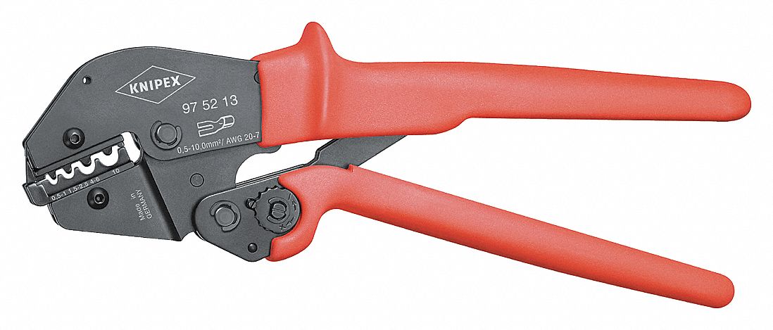 CRIMPER, FOR NON-INSULATED CONNECTORS/NON-INSULATED TERMINALS, 10 IN OVERALL L, MANUAL