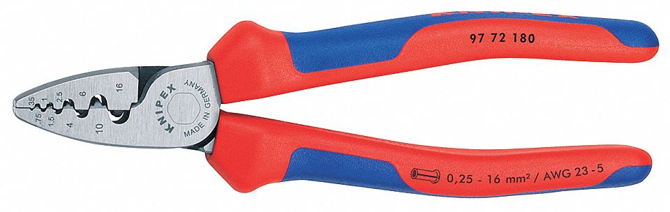 CRIMPER, INSULATED SINGLE FERRULES/NON-INSULATED SINGLE FERRULES, MANDREL CRIMP, 24 AWG
