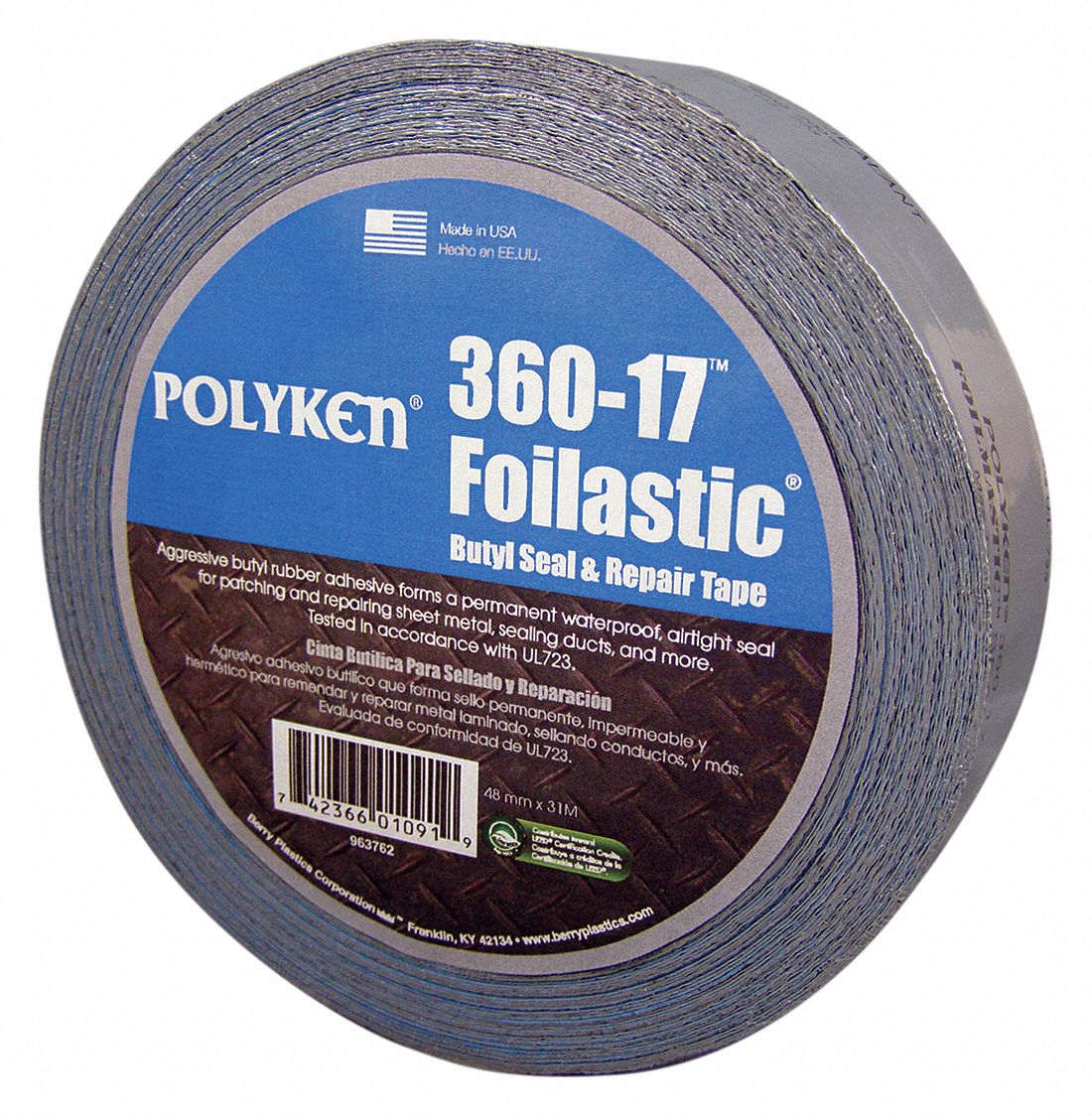 Polyken 345 Premium Self-Wound Aluminum Foil Tape 2 in x 60 yds Silver