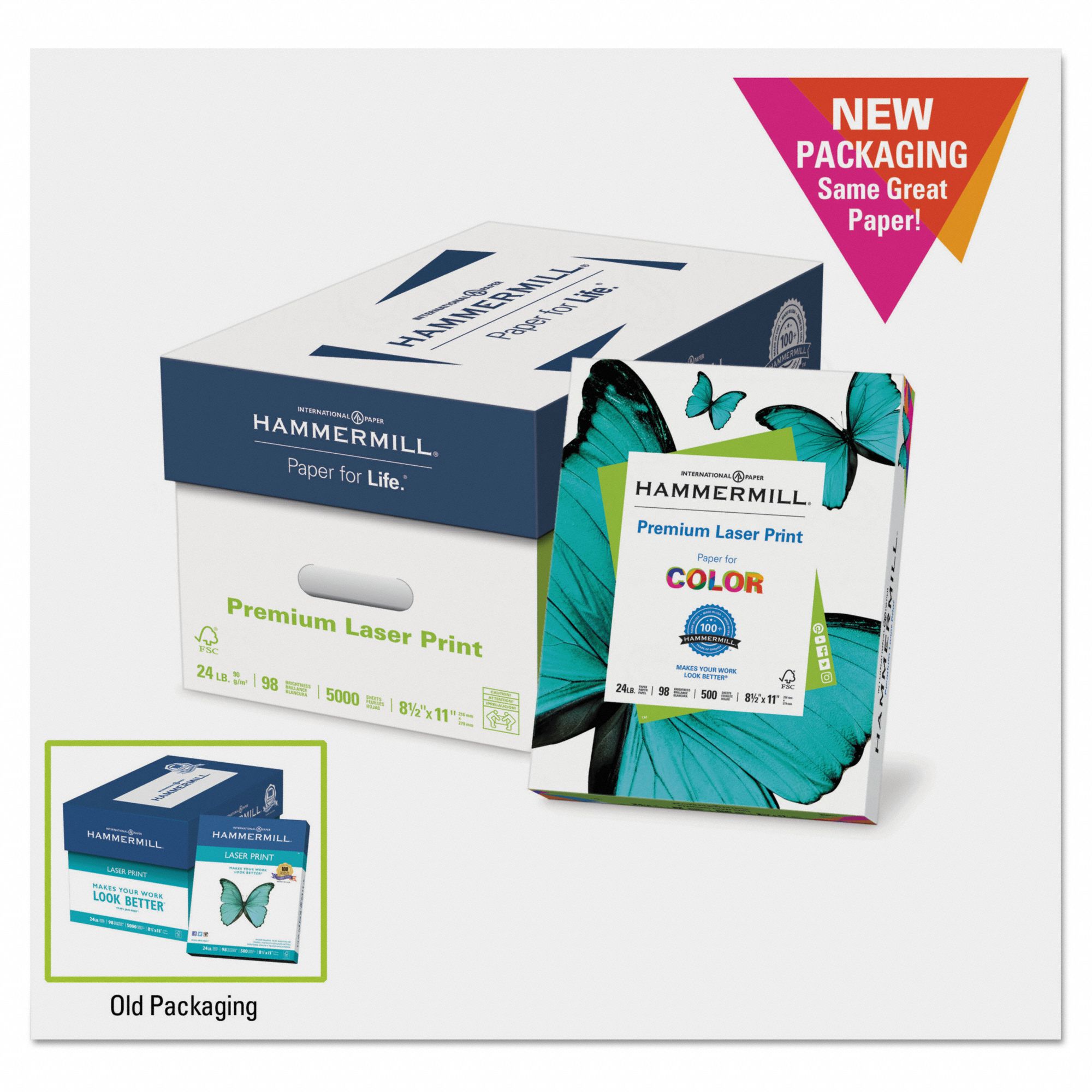 HAMMERMILL Laser Paper Tabloid Paper Size Name, 24 lb Paper Wt, 98