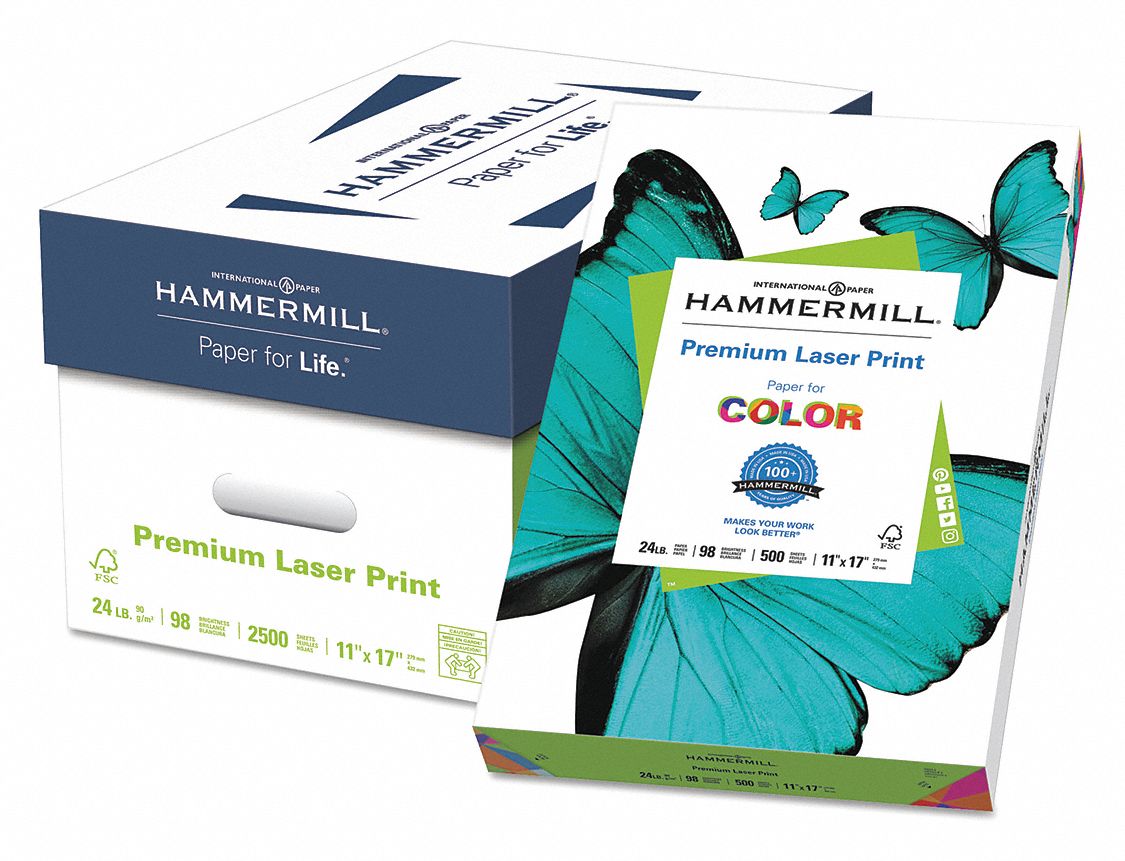 HAMMERMILL, Tabloid Paper Size Name, 24 lb Paper Wt, Laser Paper
