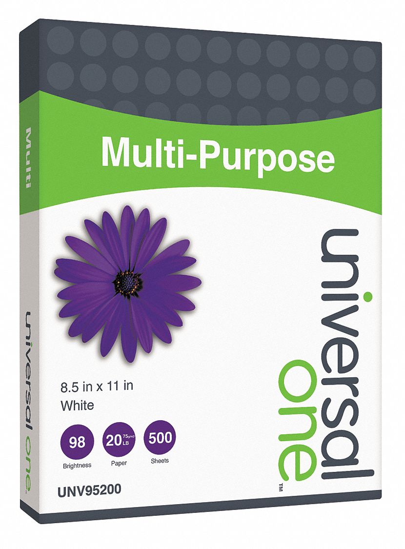 UNIVERSAL ONE, Letter Paper Size Name, 20 lb Paper Wt, Multipurpose Paper 15U674UNV95200