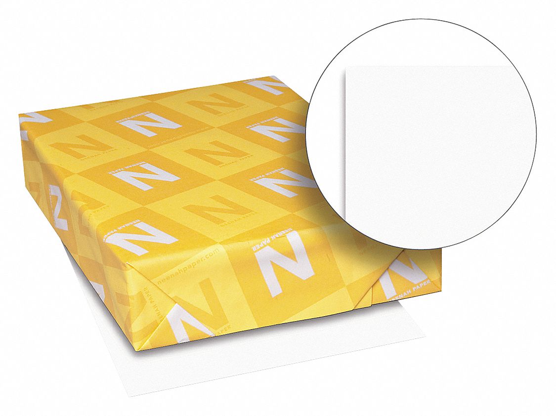 Cover Stock Paper: 8 1/2 in x 11 in Sheet Size, Letter Paper Size Name, White, 250 PK