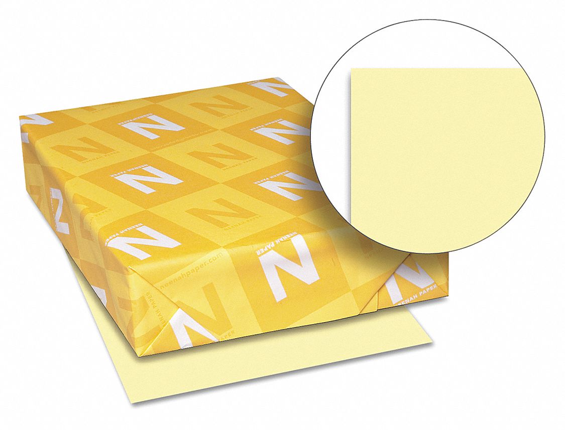 Cover Stock Paper: 8 1/2 in x 11 in Sheet Size, Letter Paper Size Name, Yellow, 250 PK