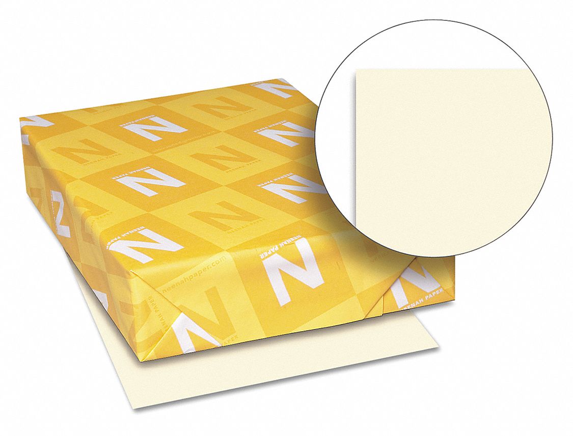 NEENAH PAPER Cover Stock Paper, 8 1/2 in x 11 in, Ivory, PK 250