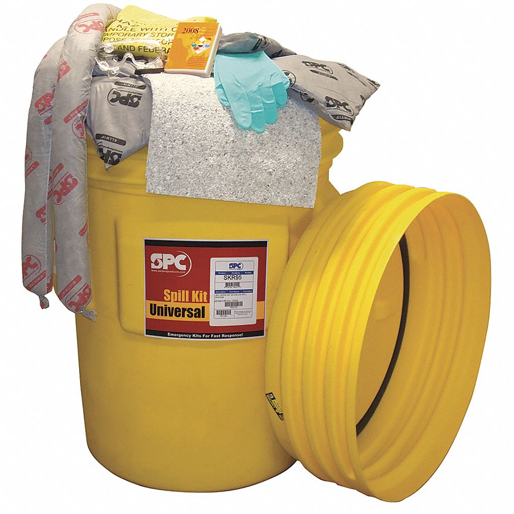 SPILL KIT, 93 GALLON ABSORBED PER KIT, GOGGLES/NITRILE GLOVES, YELLOW