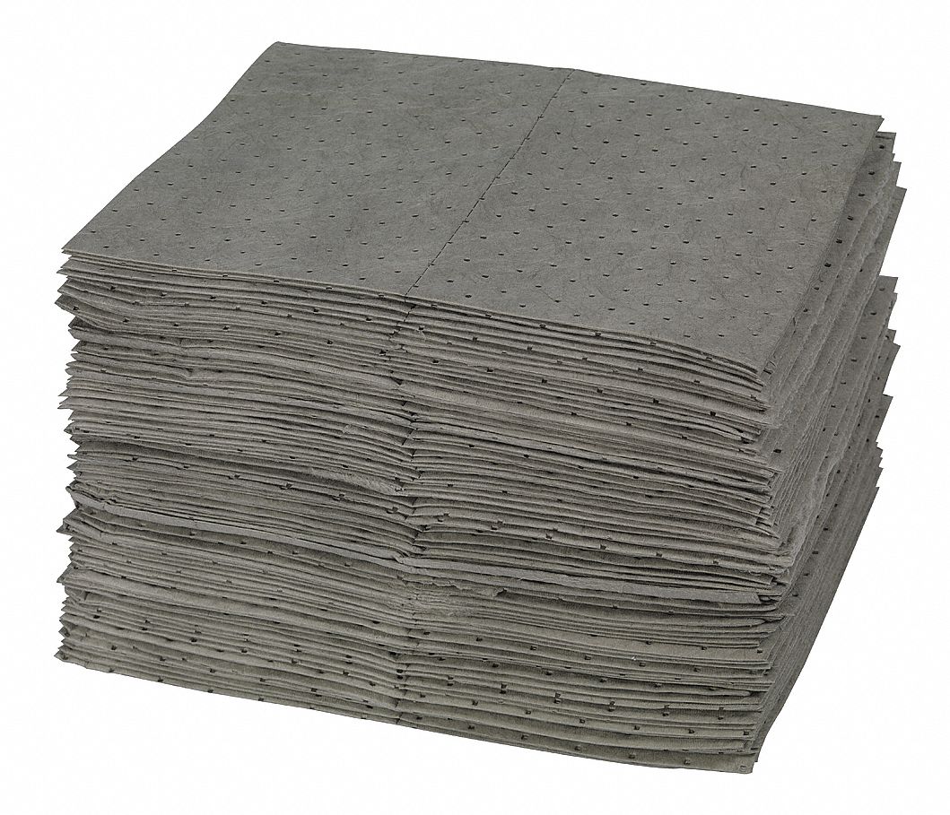 BRADY SPC ABSORBENTS Absorbent Pad, Universal, Gray, PK100 15U850
