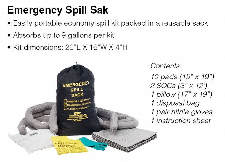Oil Only SPC SKO-SAK Emergency Spill Sak Portable Spill Kit 