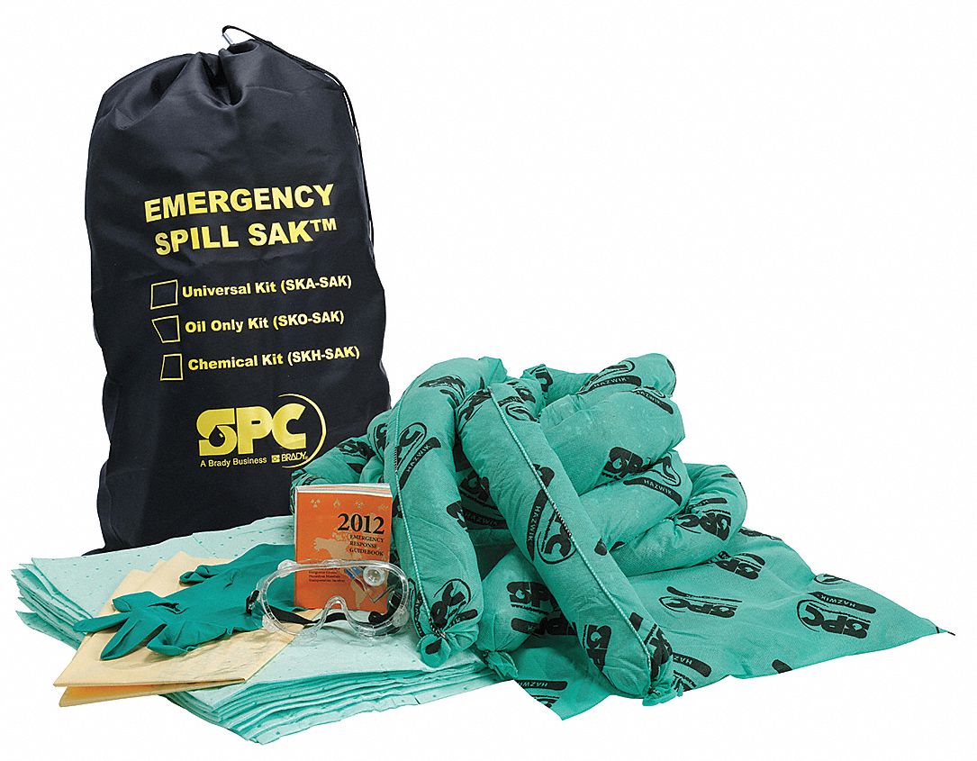 BRADY SPC ABSORBENTS Spill Kit/Station, Bag, Chemical, Hazmat, 9 gal