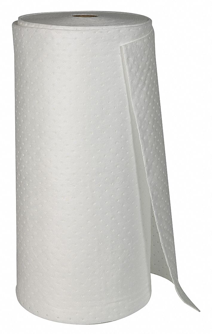 ABSORBENT ROLL, 70 GALLON CAPACITY, BALE, WHITE, OIL ONLY, 38 IN X 144 FT