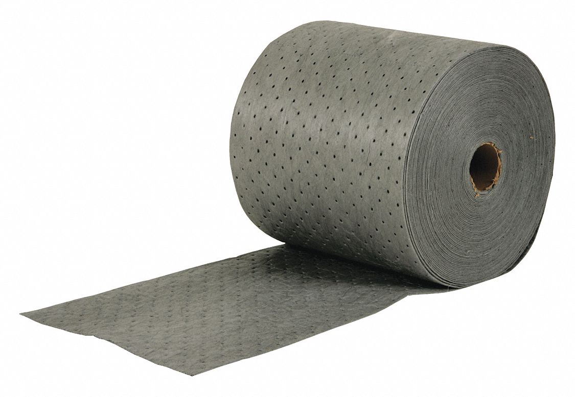 ABSORBENT ROLL, 24 GALLON, 15 X 18 IN PERFORATED SIZE, CASE, GREY, MELTBLOWN