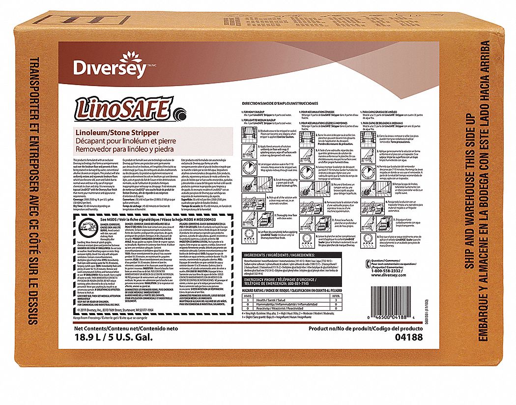 DIVERSEY Linoleum Stripper, Concentrated, Cleaner Form Liquid, For ...