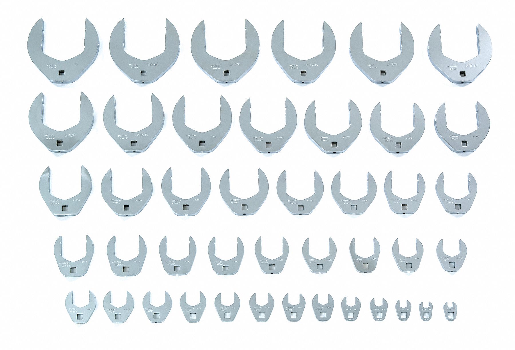 Crowfoot Socket Set: Alloy Steel, Chrome, 43 Tools, 3/8 in Drive Size