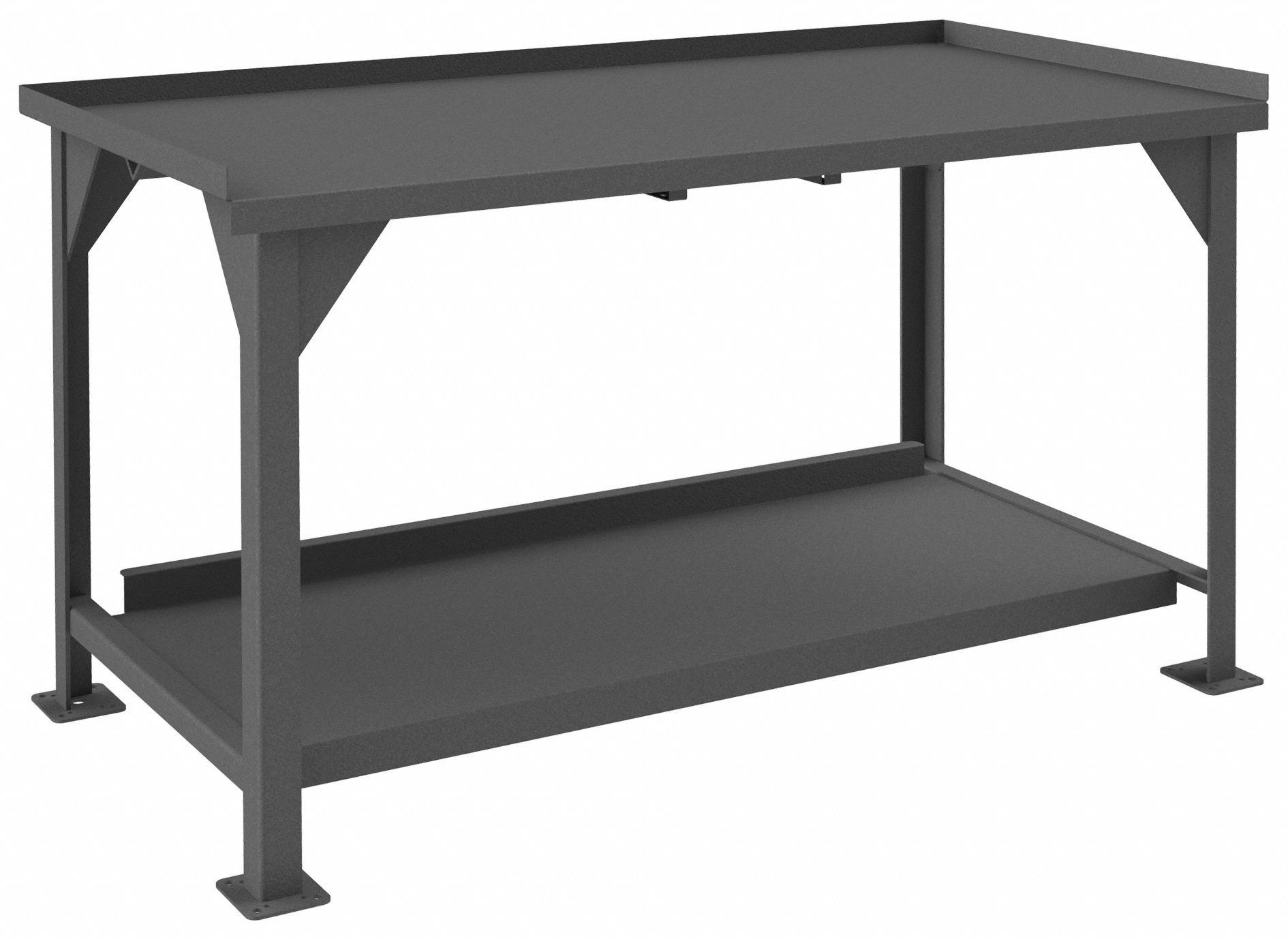 WORKBENCH, FIXED H, STEEL, 60 IN X 30 IN, 4,000 LB OVERALL LOAD CAPACITY, GREY