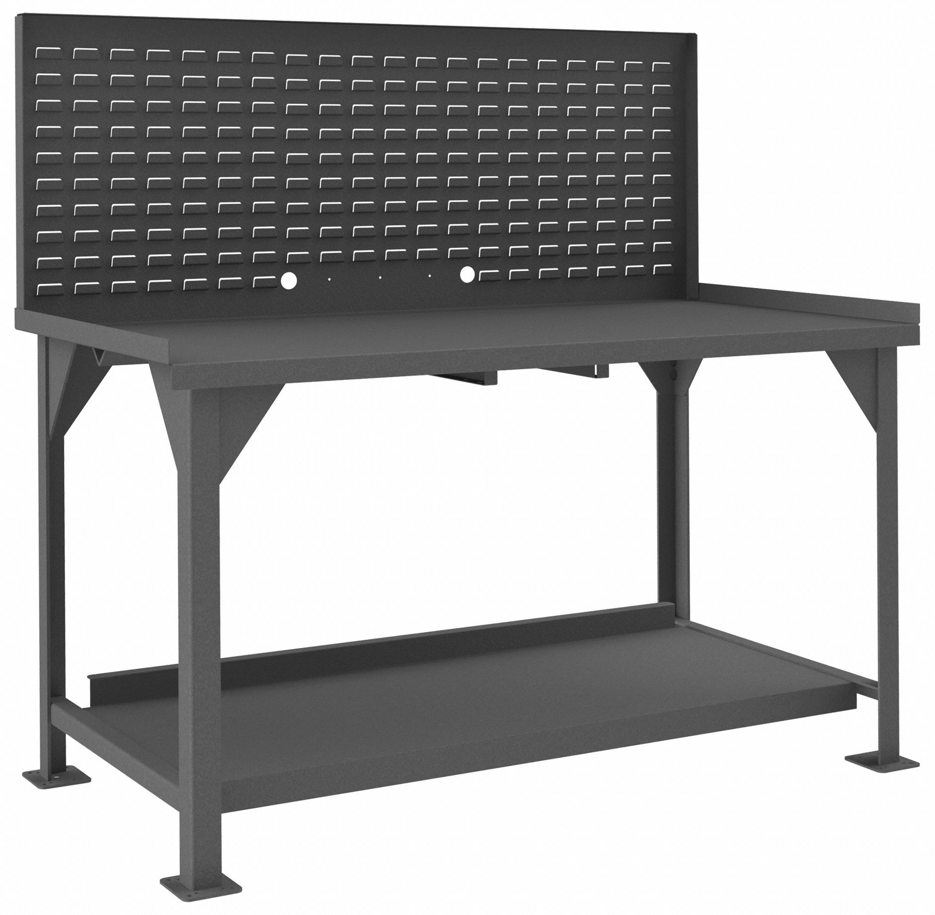 WORKBENCH, FIXED H, STEEL, 72 IN X 30 IN, 4,000 LB OVERALL LOAD CAPACITY, GREY
