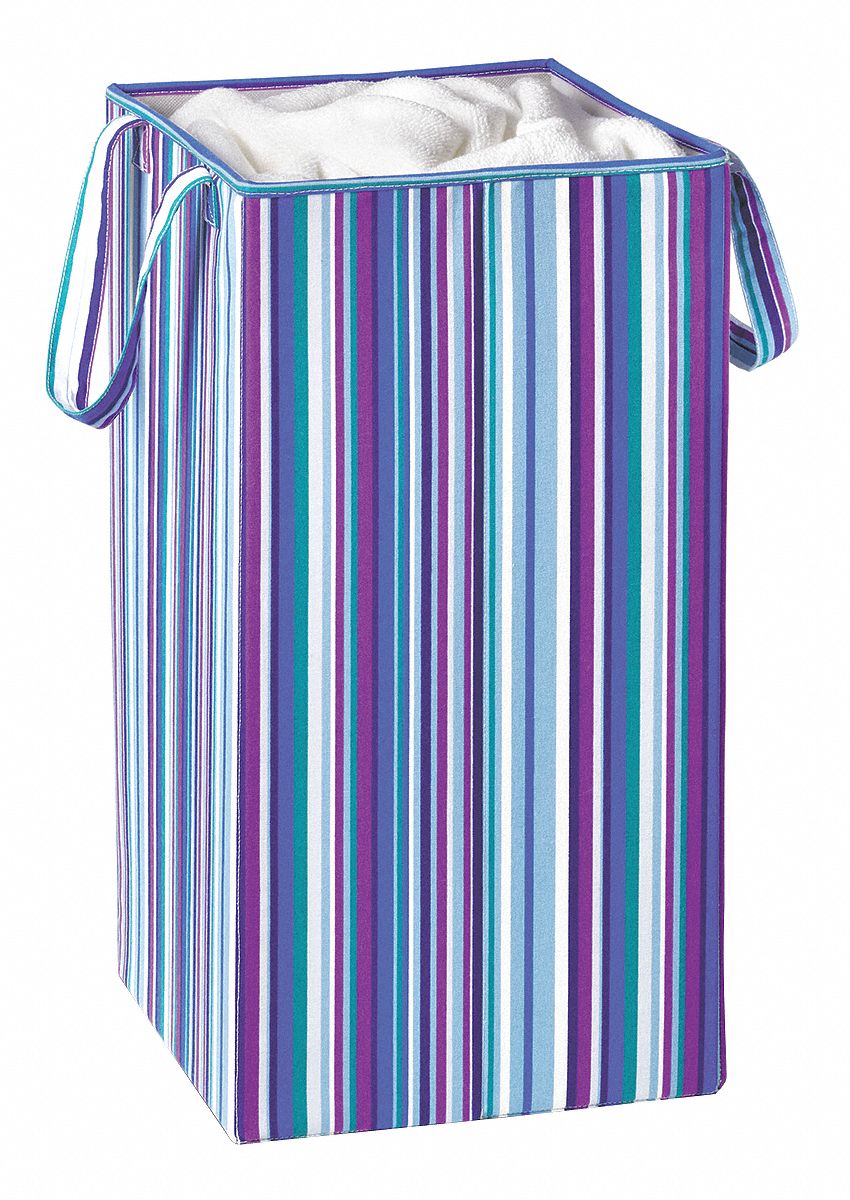 HONEYCANDO Pop Up Laundry Hamper, Bright Blue/Purple Stripe, Poly
