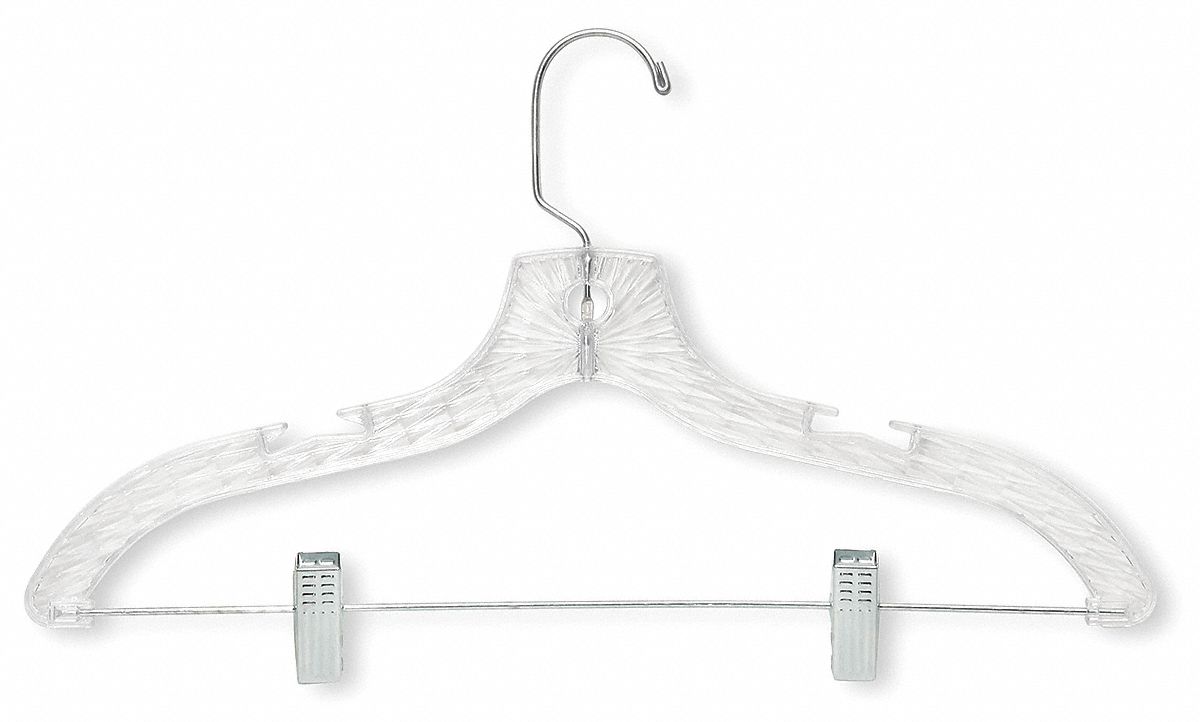 15V407 - Crystal Cut Suit Hanger w/Clips PK6