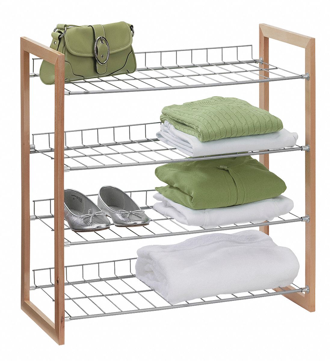 HONEYCANDO Shoe and Accessory Rack, 4 Shelves, 12 in Length, 25 in