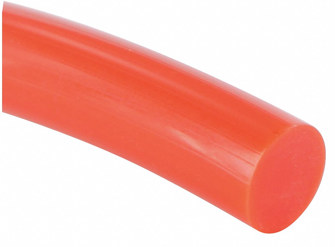 Orange Round Belt, Smooth Texture, Solid Core Type, Shore A 85 Hardness, 3/32" Diameter