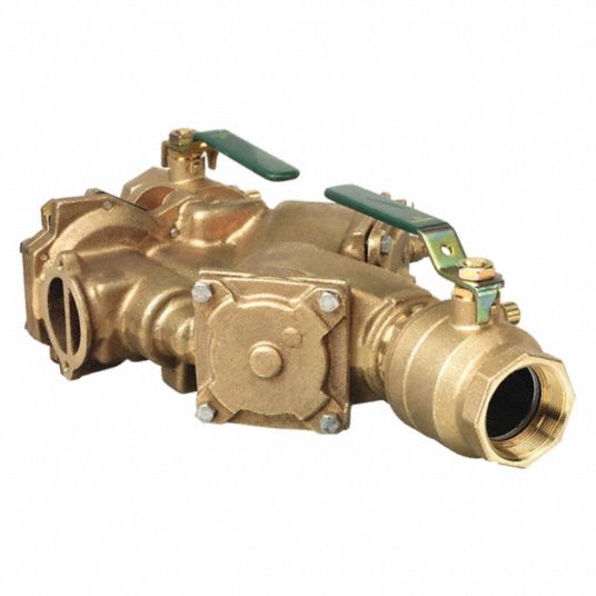 Reduced Pressure Zone Backflow Preventer: WATTS LF909 Small, 1 1/4 in,  FNPT, Bronze, 23 1/2 in Lg