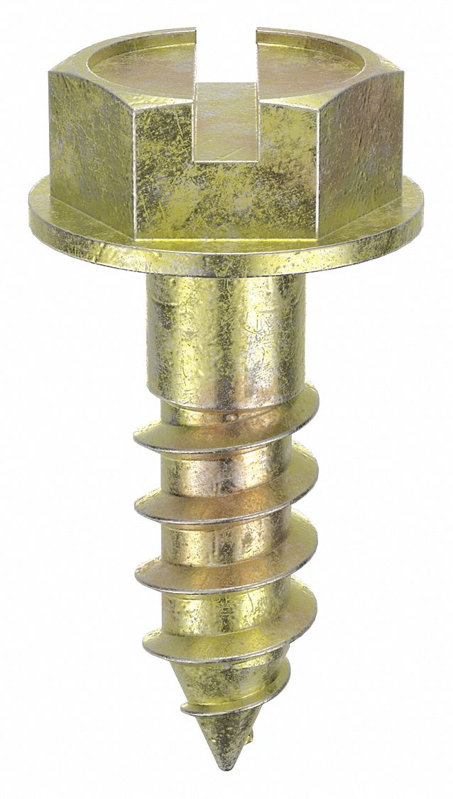 Concrete Anchor Screw: 1/2 in Overall Lg, 5/32 in Dia, Steel, Zinc Yellow, 100 PK