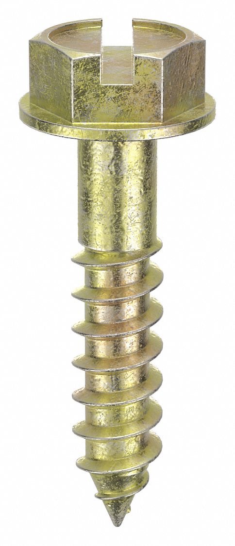 Concrete Anchor Screw: 3/4 in Overall Lg, 5/32 in Dia, Steel, Zinc Yellow, 100 PK