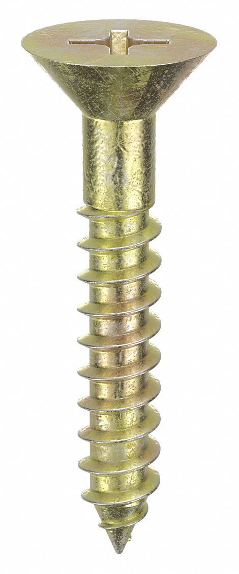 Concrete Anchor Screw: 1 in Overall Lg, 5/32 in Dia, Steel, Zinc Yellow, Hex, 100 PK