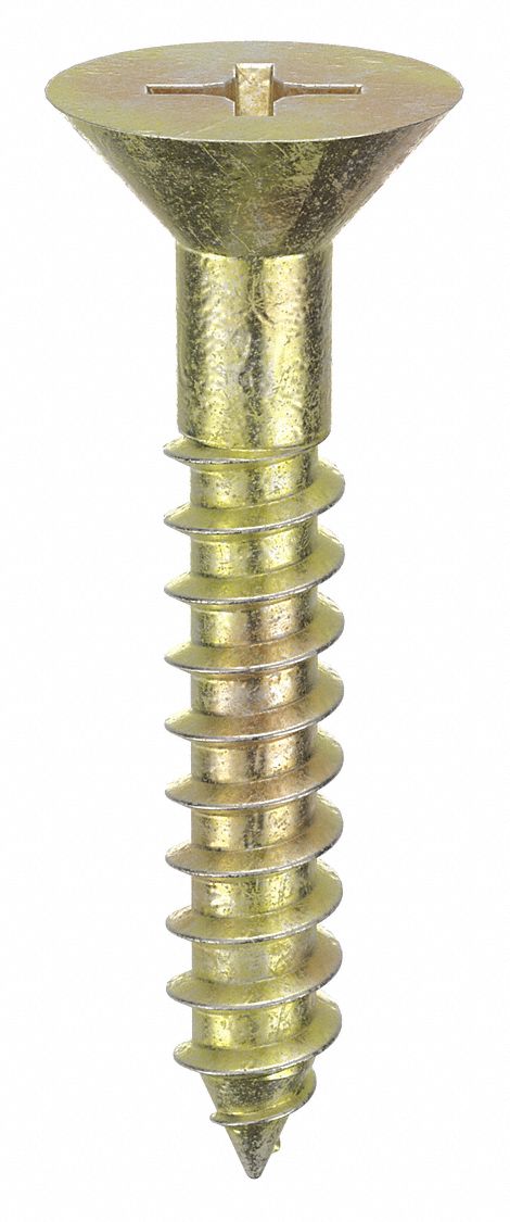 Concrete Anchor Screw: 1 in Overall Lg, 5/32 in Dia, Steel, Zinc Yellow, 100 PK