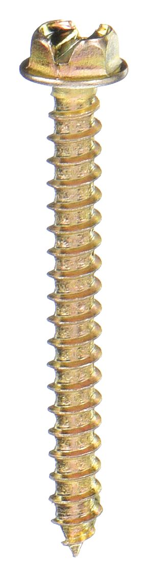 Concrete Anchor Screw: 1 1/4 in Overall Lg, 1/4 in Dia, Steel, Zinc Yellow, 100 PK