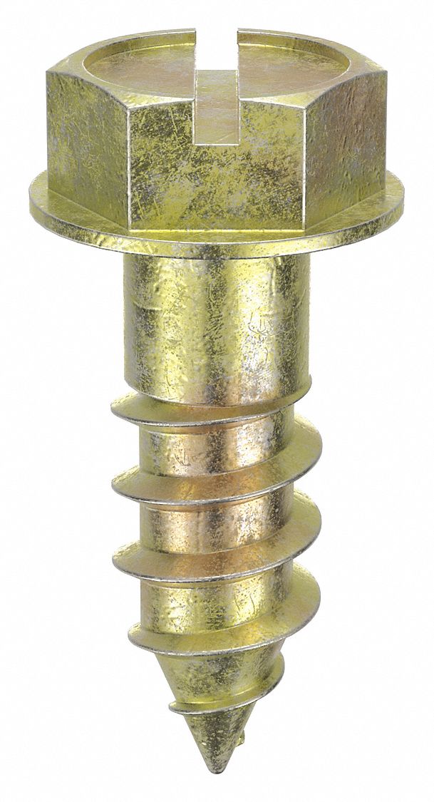 Concrete Anchor Screw: 3/4 in Overall Lg, 1/4 in Dia, Steel, Zinc Yellow, 100 PK