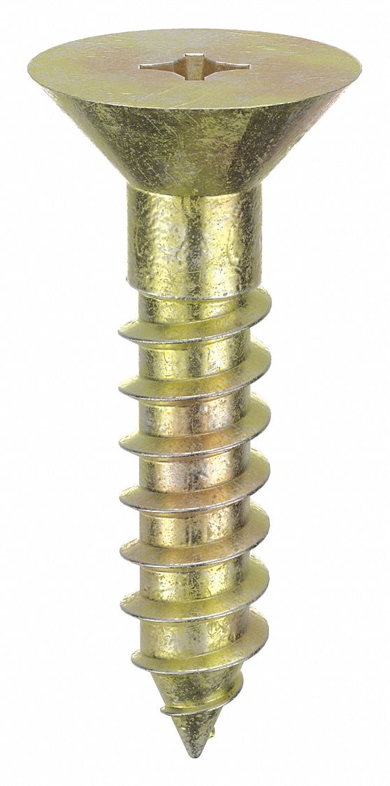 Concrete Anchor Screw: 1 1/4 in Overall Lg, 1/4 in Dia, Steel, Zinc Yellow, 100 PK
