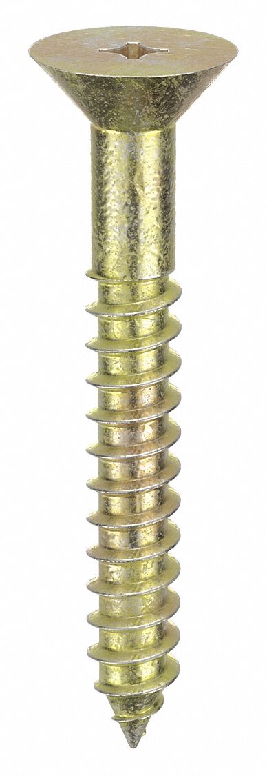 Concrete Anchor Screw: 2 in Overall Lg, 1/4 in Dia, Steel, Zinc Yellow, Flat, 100 PK