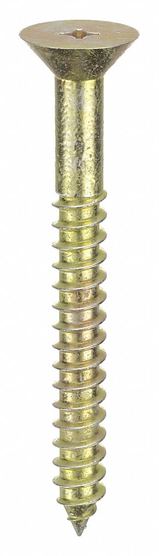 Concrete Anchor Screw: 2 1/2 in Overall Lg, 1/4 in Dia, Steel, Zinc Yellow, 100 PK
