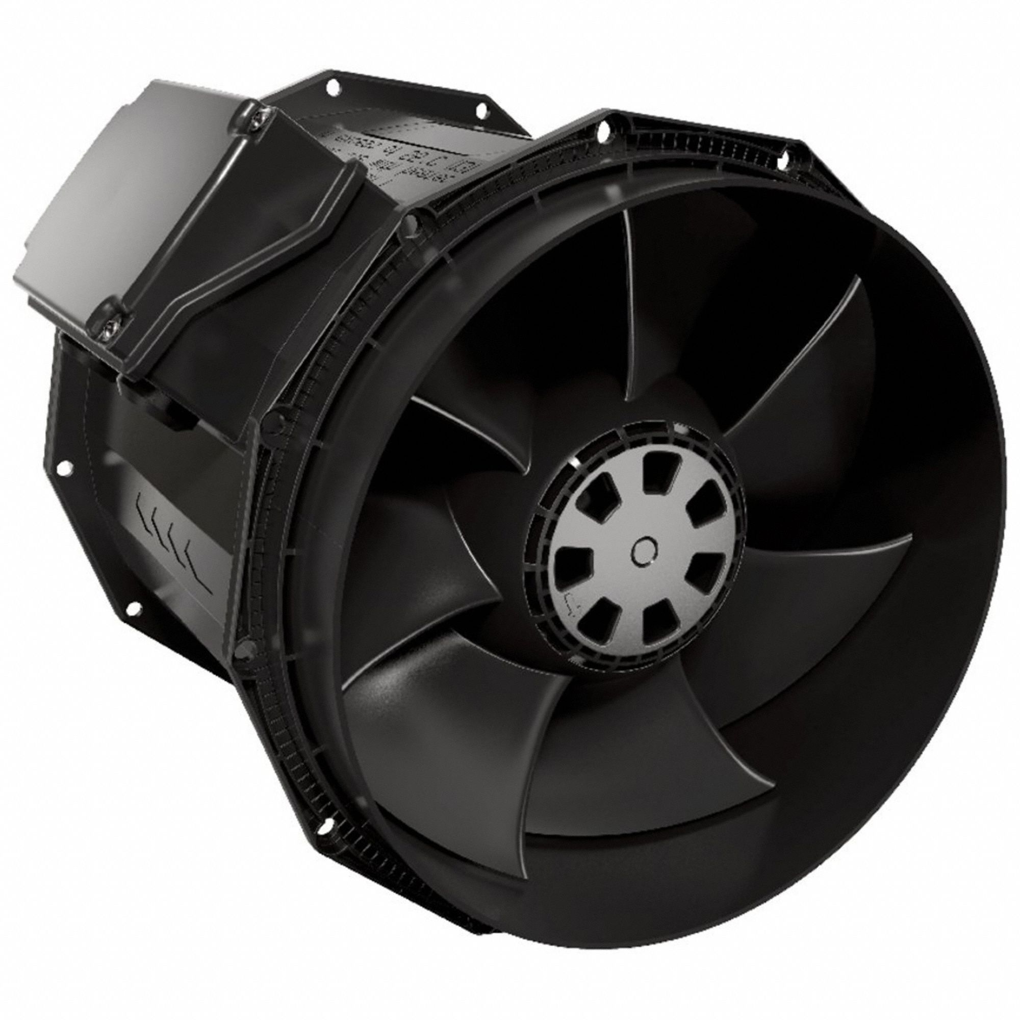 In-Line Duct Fan: 645 cfm Max., 8 in Duct, 96 W, 120V AC, 1 Ph, IP44, Plastic