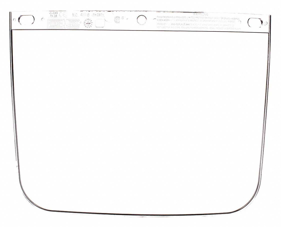 FACESHIELD WINDOW, CLEAR, PC, 11¼ X 8 X 0.06 IN, FOR USE WITH F300/F400/F500