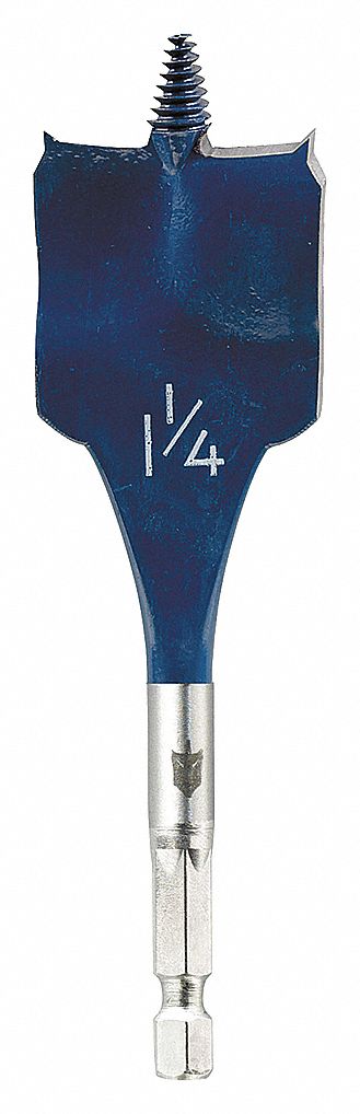 SPADE DRILL BIT, 1¼ IN DRILL BIT SIZE, 4 IN LENGTH, PAINTED, ¼ IN SHANK HEX