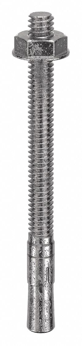 Wedge Anchor: 3 1/4 in Overall Lg, 1/4 in Dia, 1/4"-20 Thread Size, Stainless Steel, 100 PK