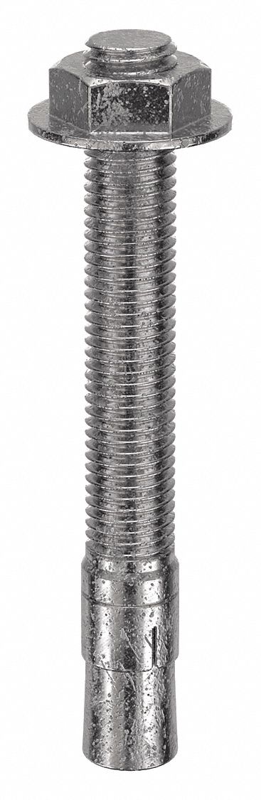 Wedge Anchor: 6 1/4 in Overall Lg, 3/4 in Dia, 3/4"-10 Thread Size, Stainless Steel, 10 PK